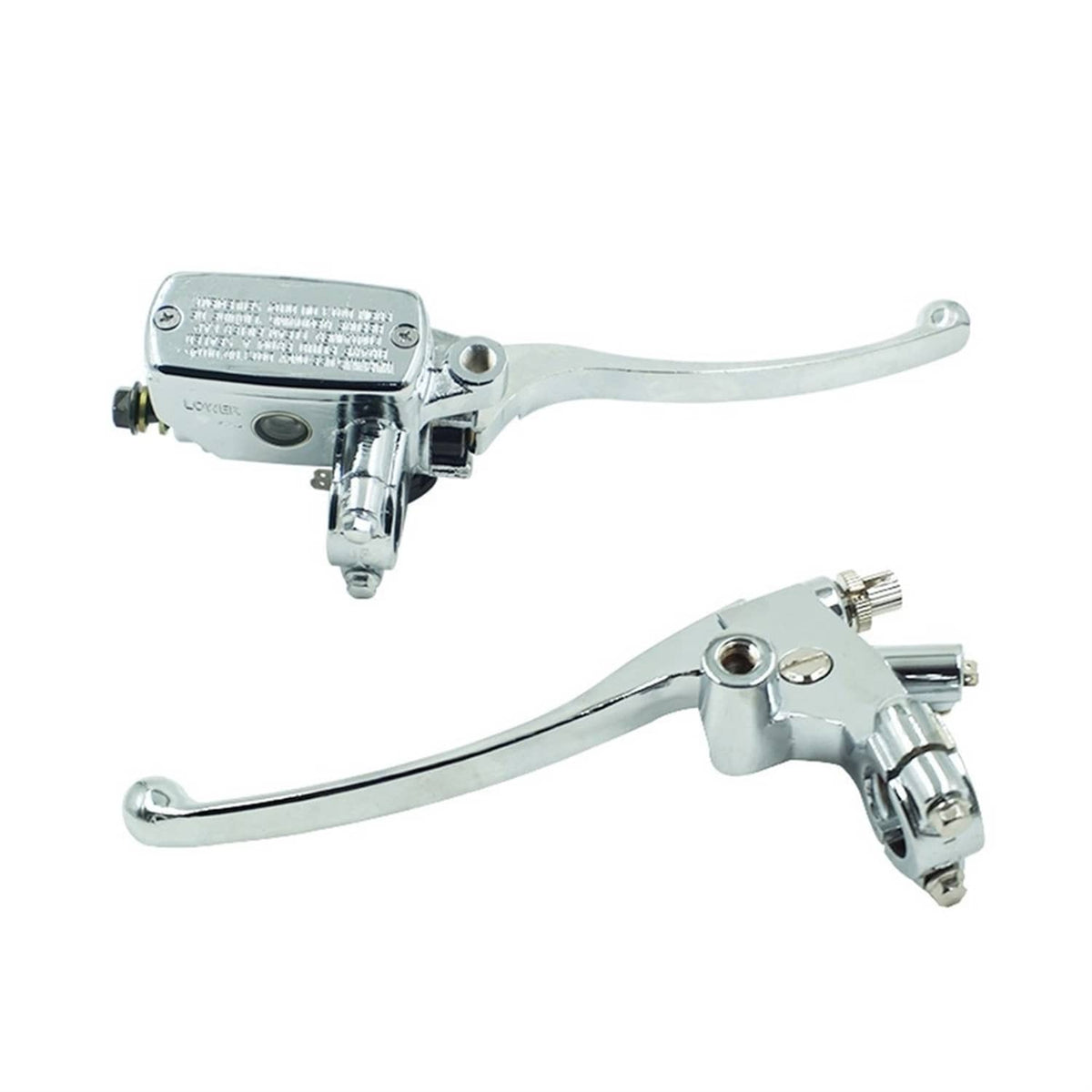 Chrome motorcycle left clutch lever perch with cover and mounting bracket