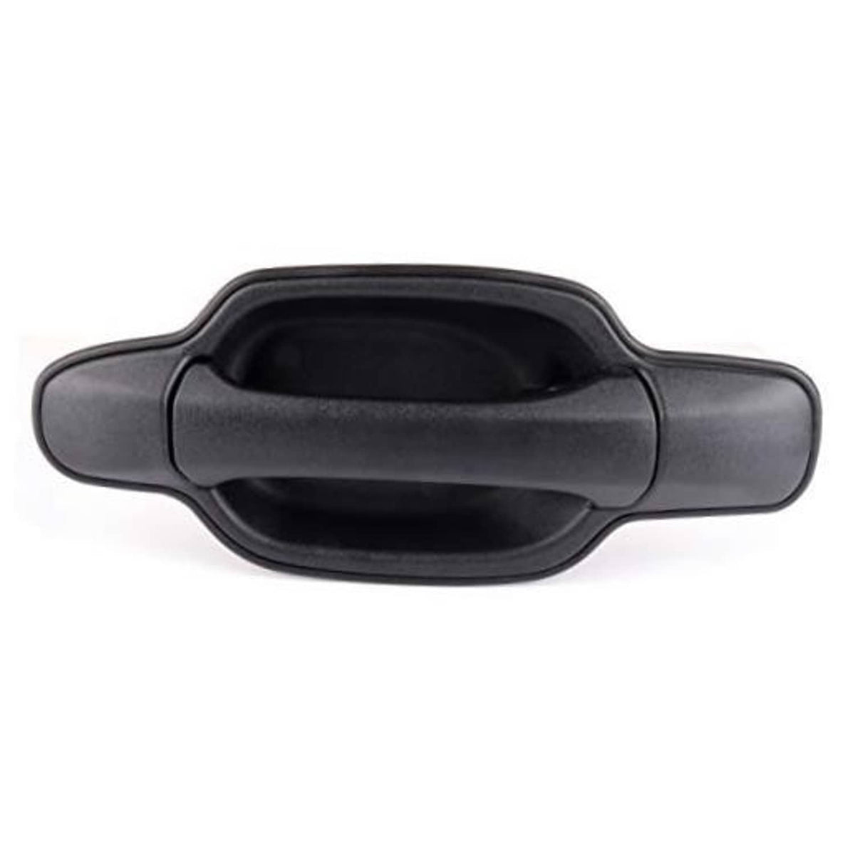 Exterior rear passenger right-side door handle, dark gray plastic
