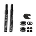 Tubeless bicycle valve extension set: long black stems with caps and O-rings