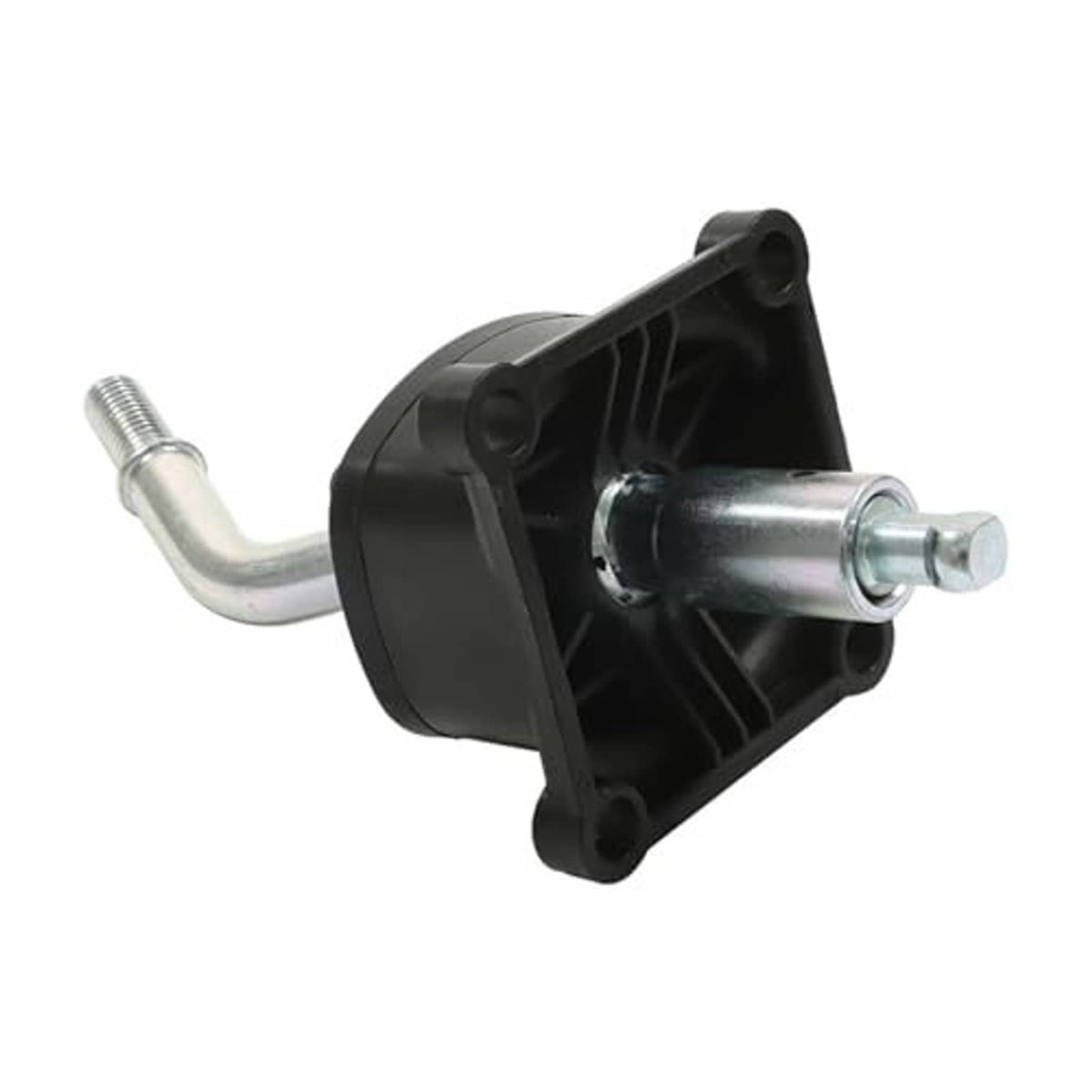 Manual transmission shifter assembly with black housing and silver shift rod