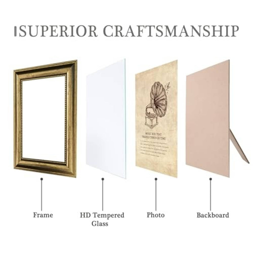 Gold picture frame set with tempered glass and backboard for 5x7 photos