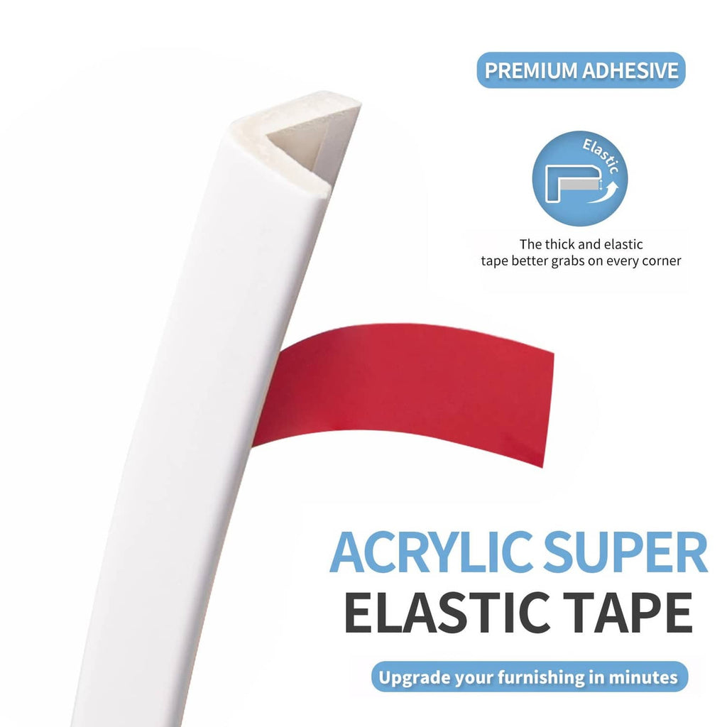 White acrylic elastic corner trim tape with premium adhesive backing