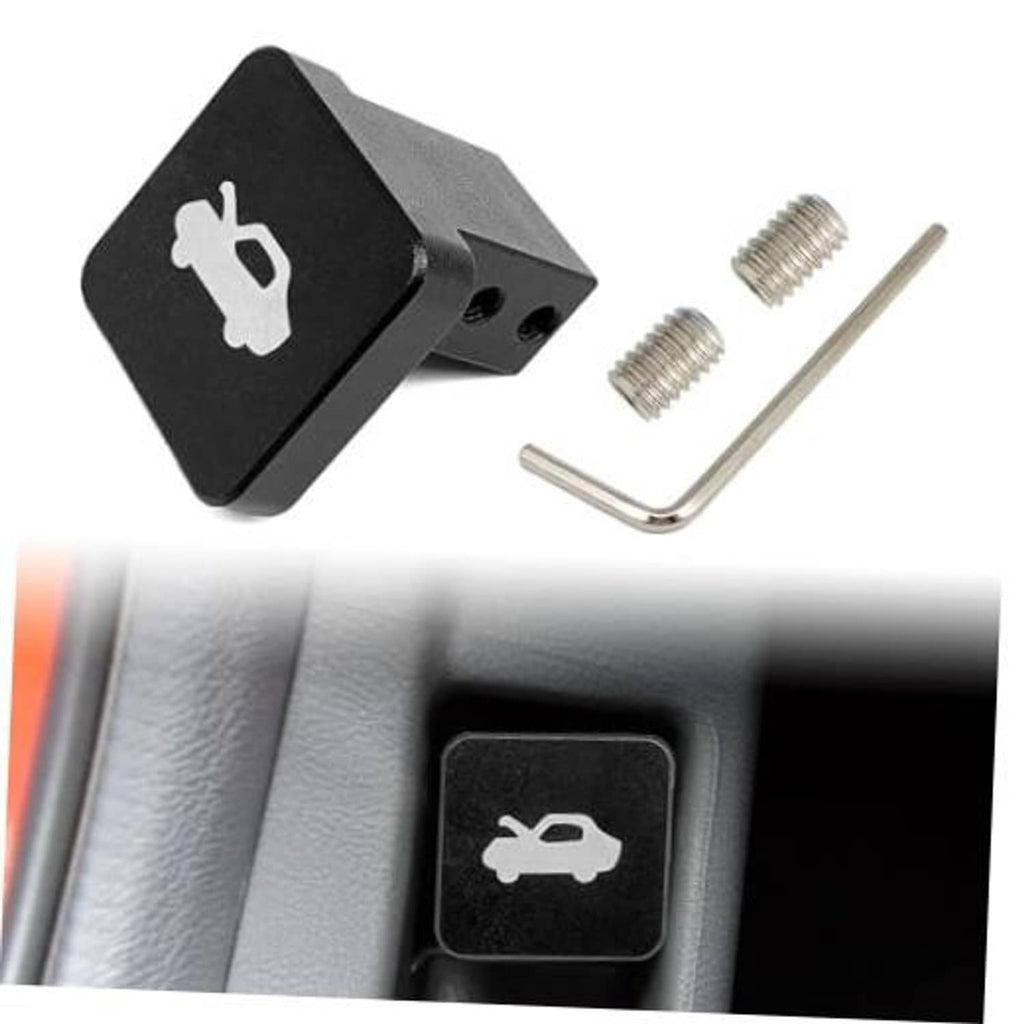 Black hood latch release handle with wrench icon, plus mounting screws and hex key.