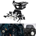 Black headlight fairing and windshield support bracket set with mounting hardware