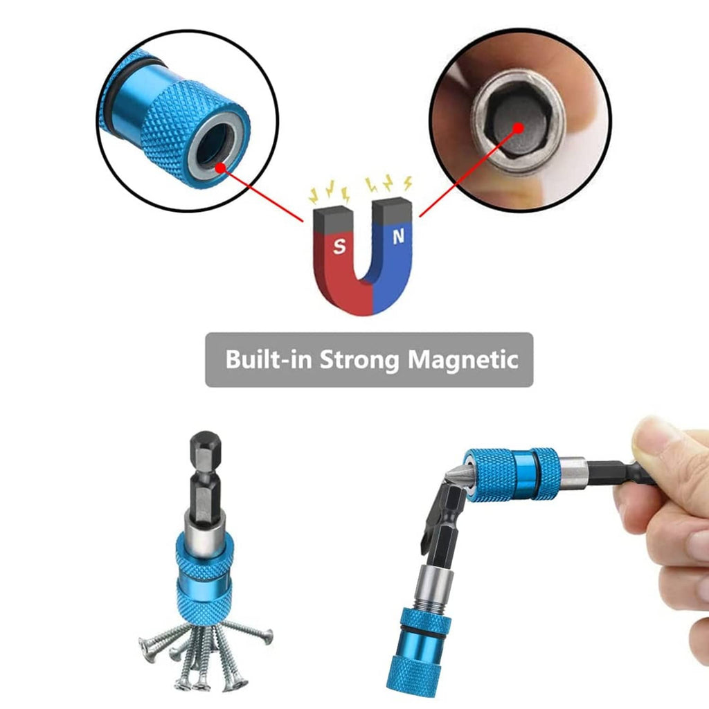 Blue magnetic drywall bit holder with PH2 screw bit and built-in strong magnet.