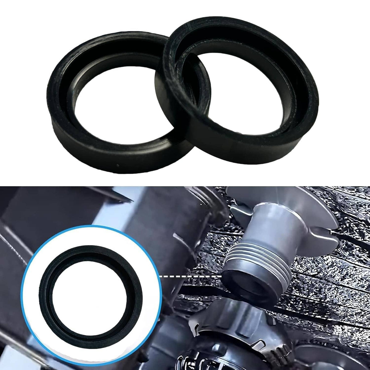2-piece black inlet and outlet seal set, two circular gaskets