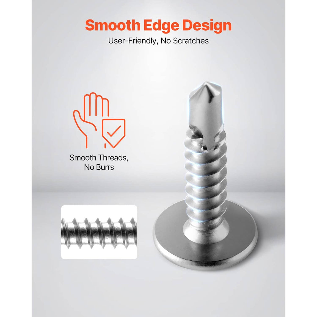 Self-drilling screws with smooth threads and washer head, hex/Phillips drive