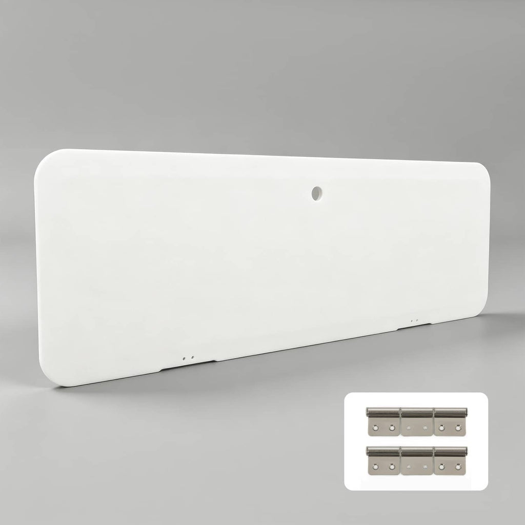 Boat locker door cover lid with mounting hardware and hinge kit, white panel
