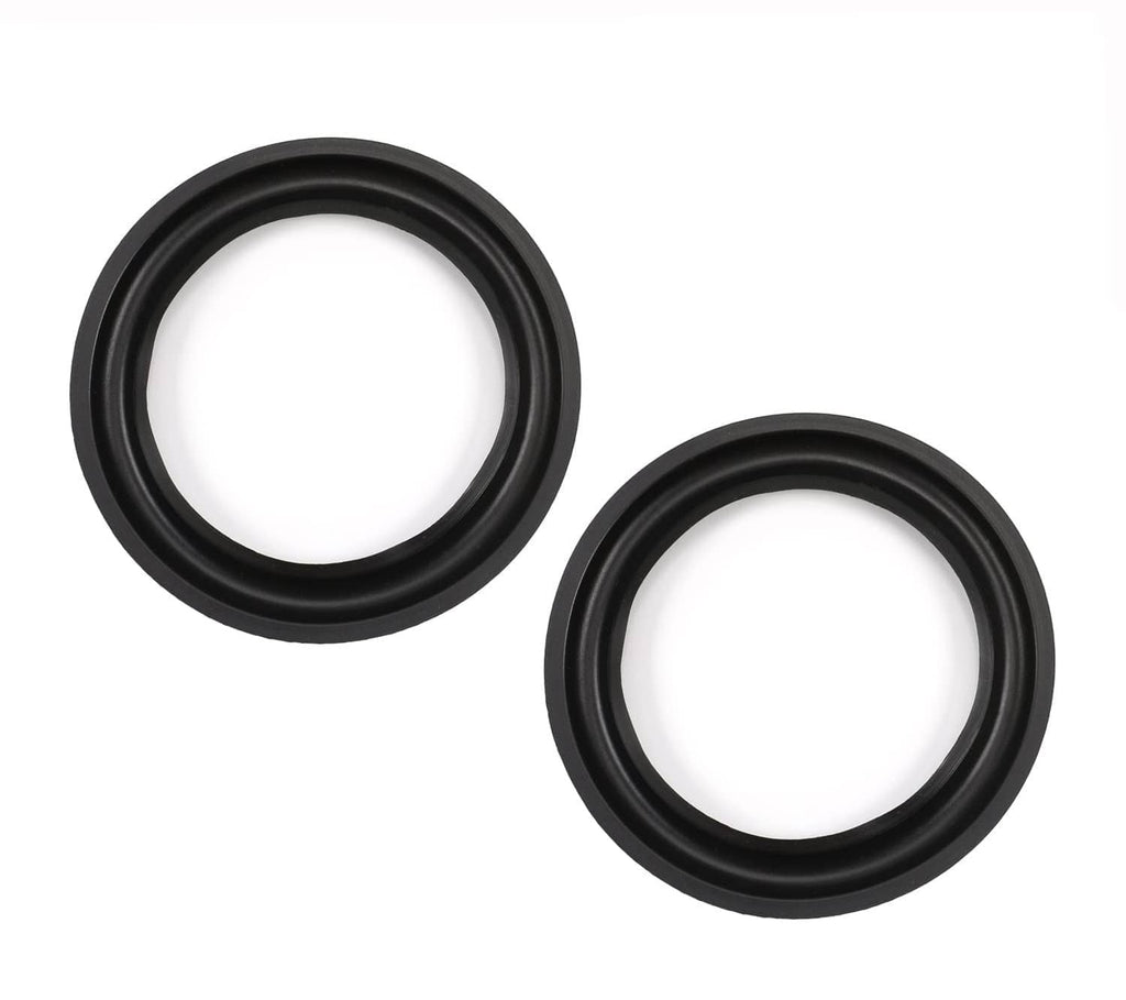 Black 12-inch speaker rubber surround rings, 2-pack, round edge seals.