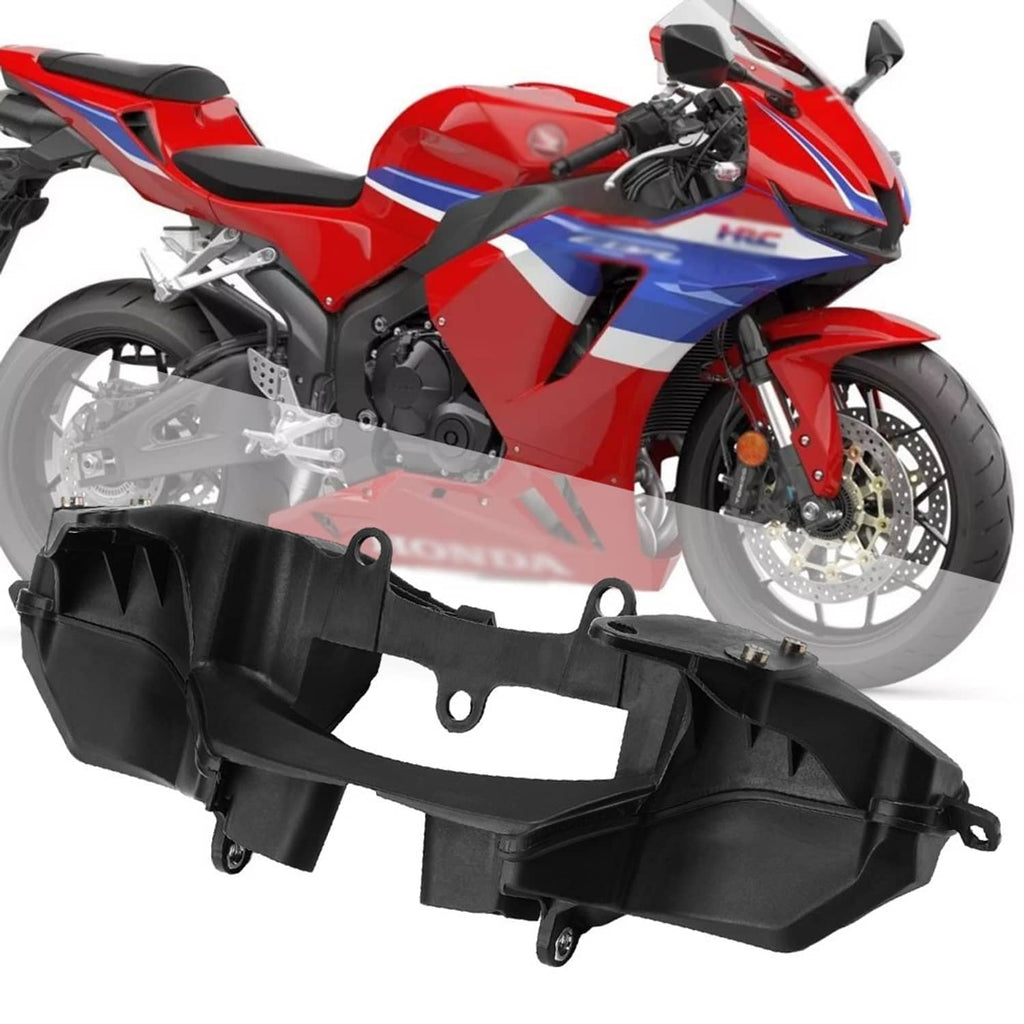 Black motorcycle headlight stay bracket with mounting holes and tabs