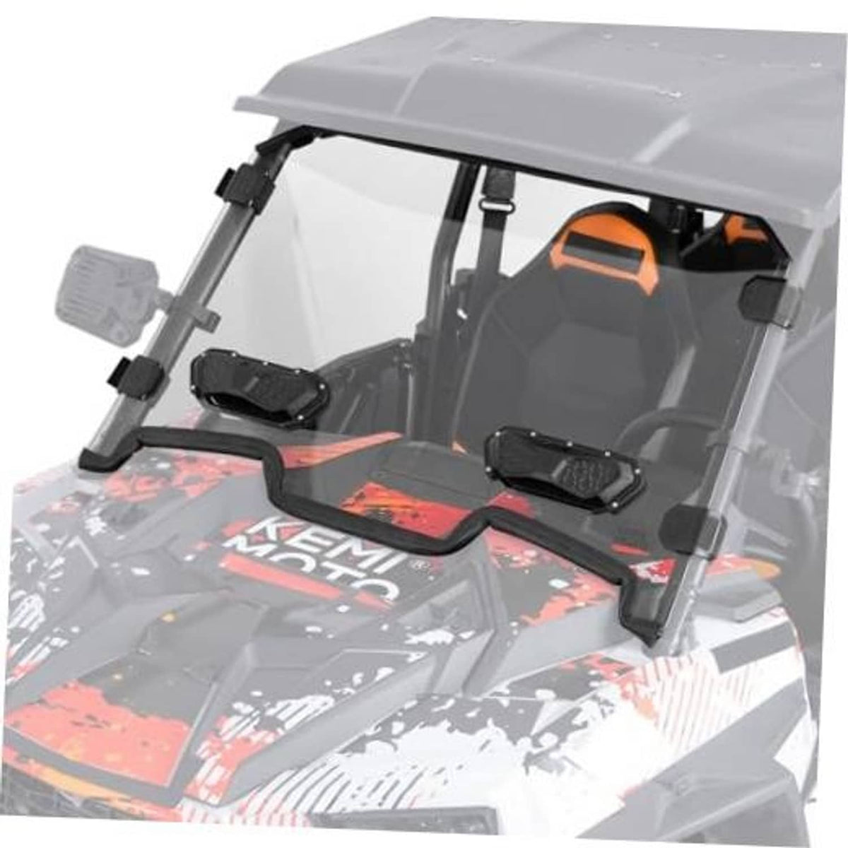 Clear 3-in-1 vented UTV windshield with black vent deflectors