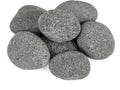 Round black lava rock pebbles, tumbled stones, about 3–5 inch