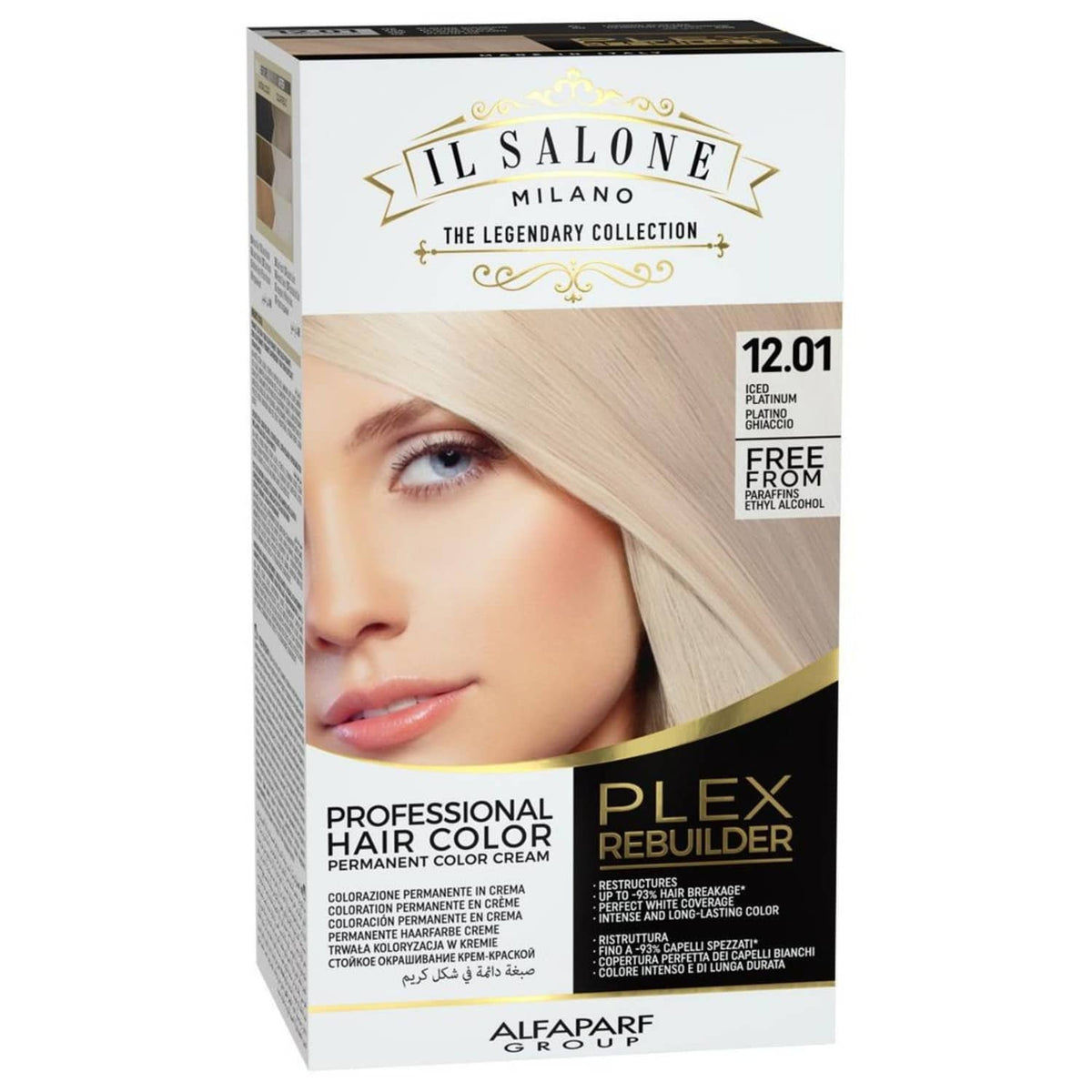 Plex Rebuilder permanent hair color cream box, 12.01 Ice platinum