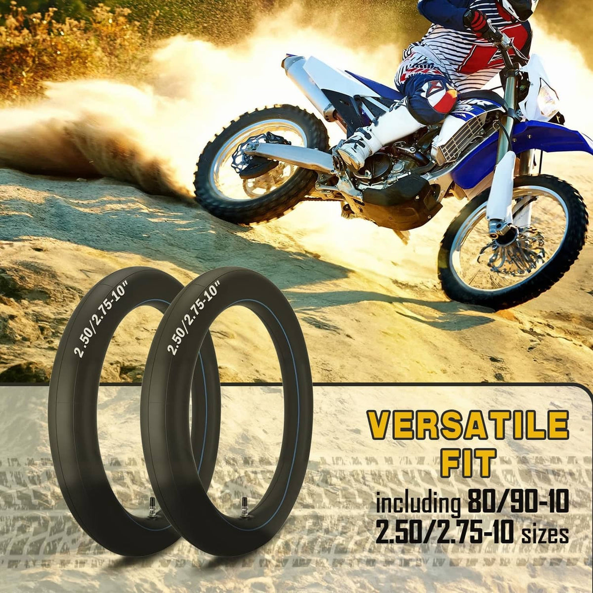 Black inner tubes 2-pack, two tire rings with valve stems