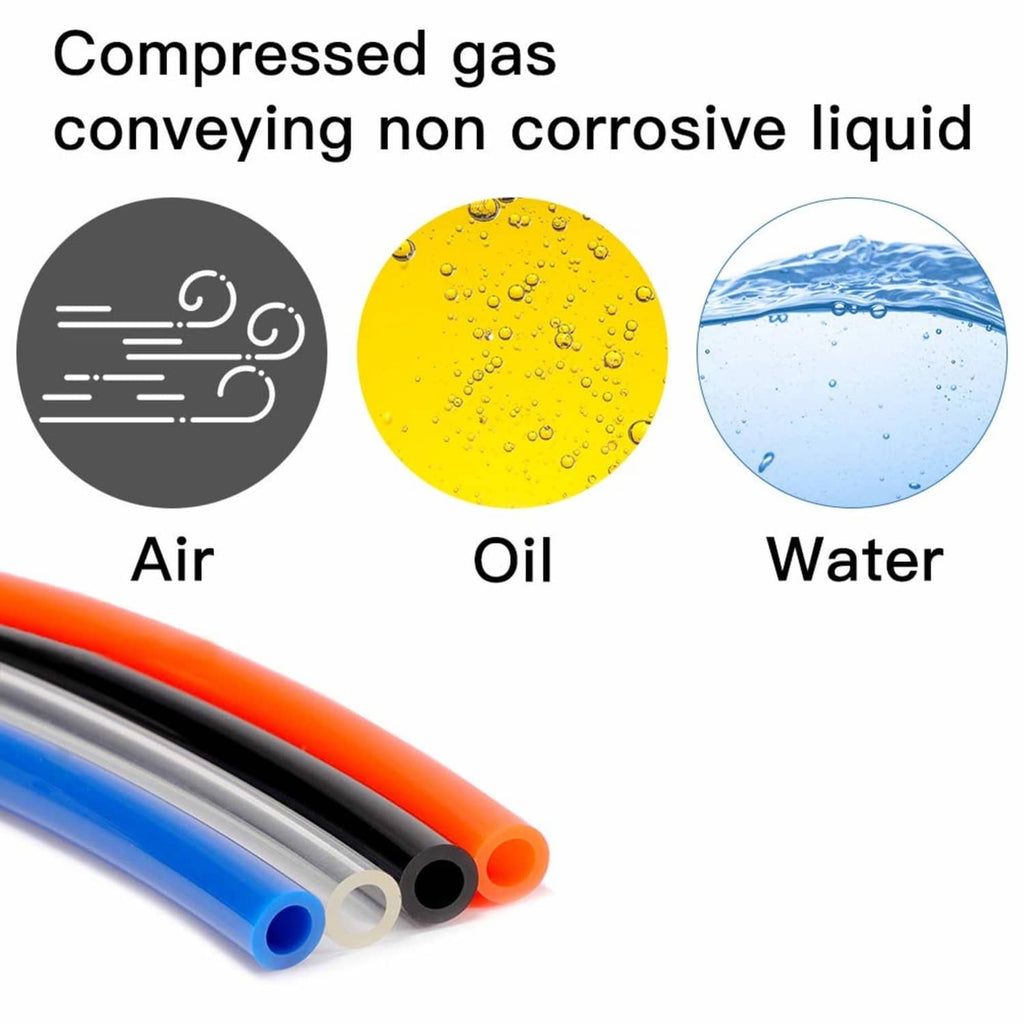 Air hose tubing for compressed gas, colored tube segments with tips