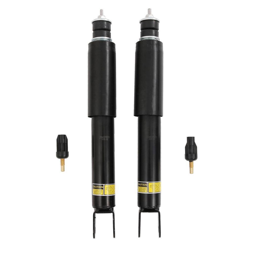 Air suspension shock struts, black cylindrical bodies with mounting tops and rods