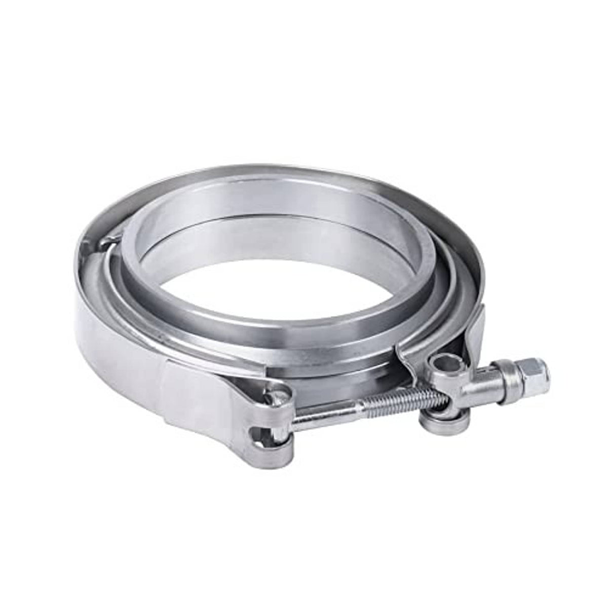 Stainless steel V-band clamp kit with hinged band and screw fastener
