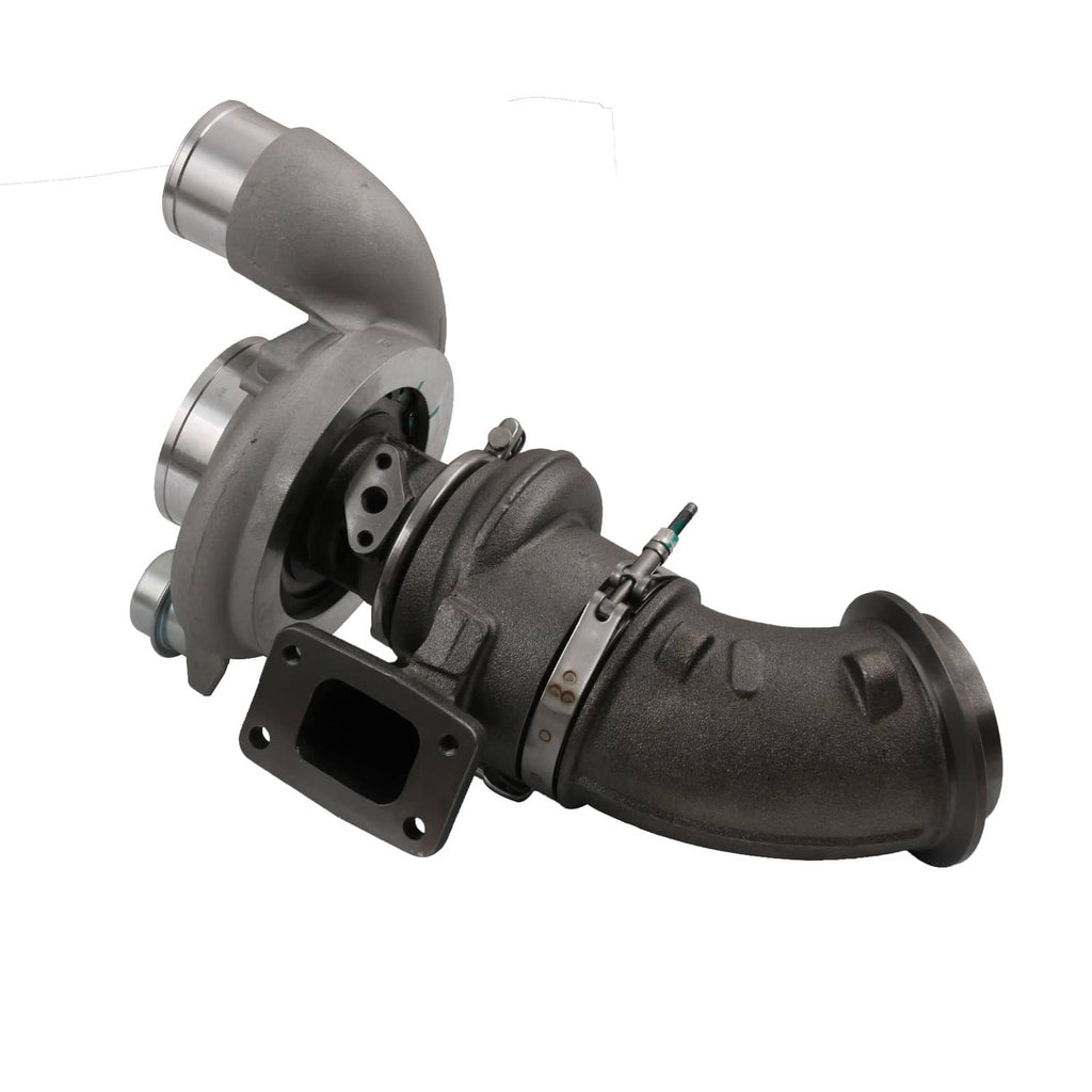 Turbocharger assembly with compressor housing, elbow pipe and side mounting bracket