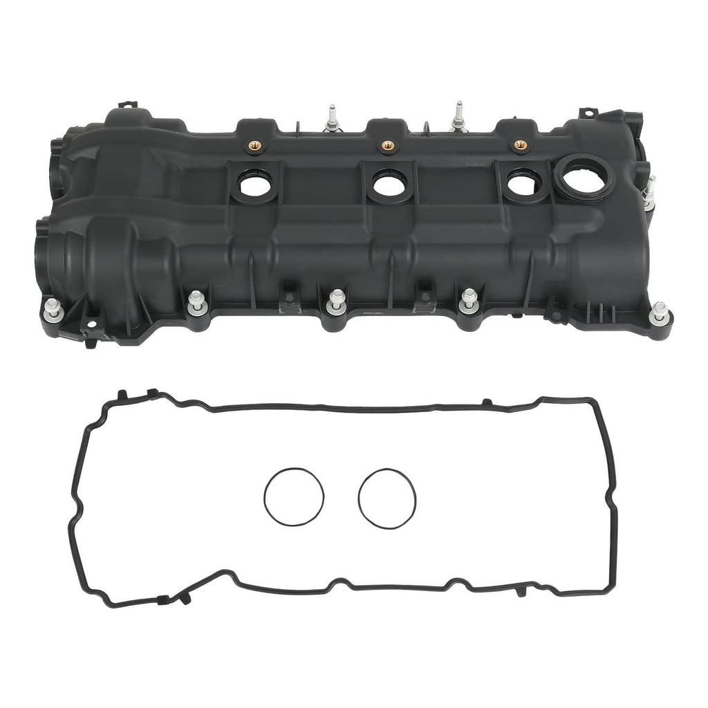 Black engine valve cover assembly with bolt holes and separate valve cover gasket