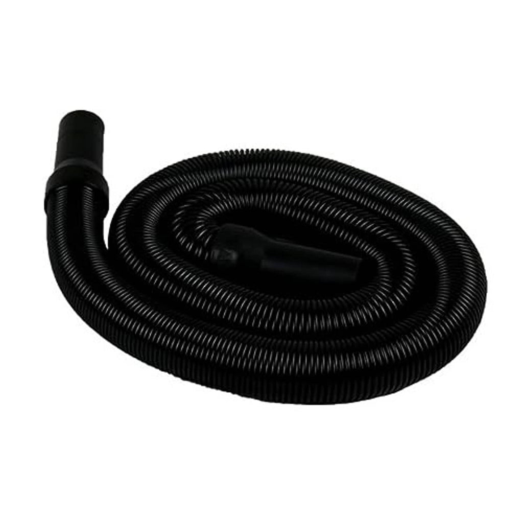 Coiled black stretch hose with nozzle and threaded end fitting