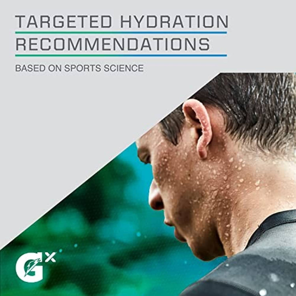 Athlete close-up with sweat and targeted hydration recommendation branding for sweat patch.