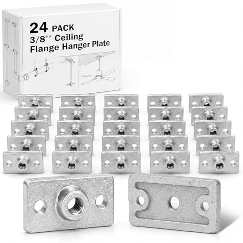 24-pack ceiling flange hanger plates in galvanized steel with threaded center and mounting holes