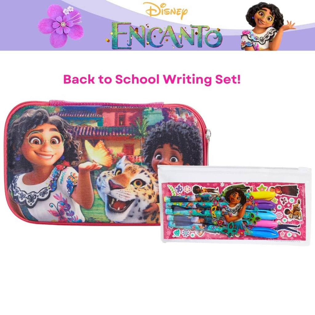 Zip pencil case with character front print and sticker sheet accessory