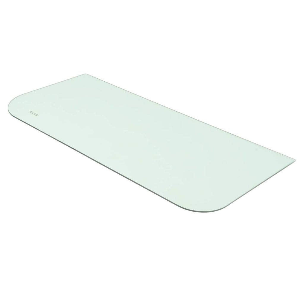 Mint green tinted glass window panel with curved end and long shape