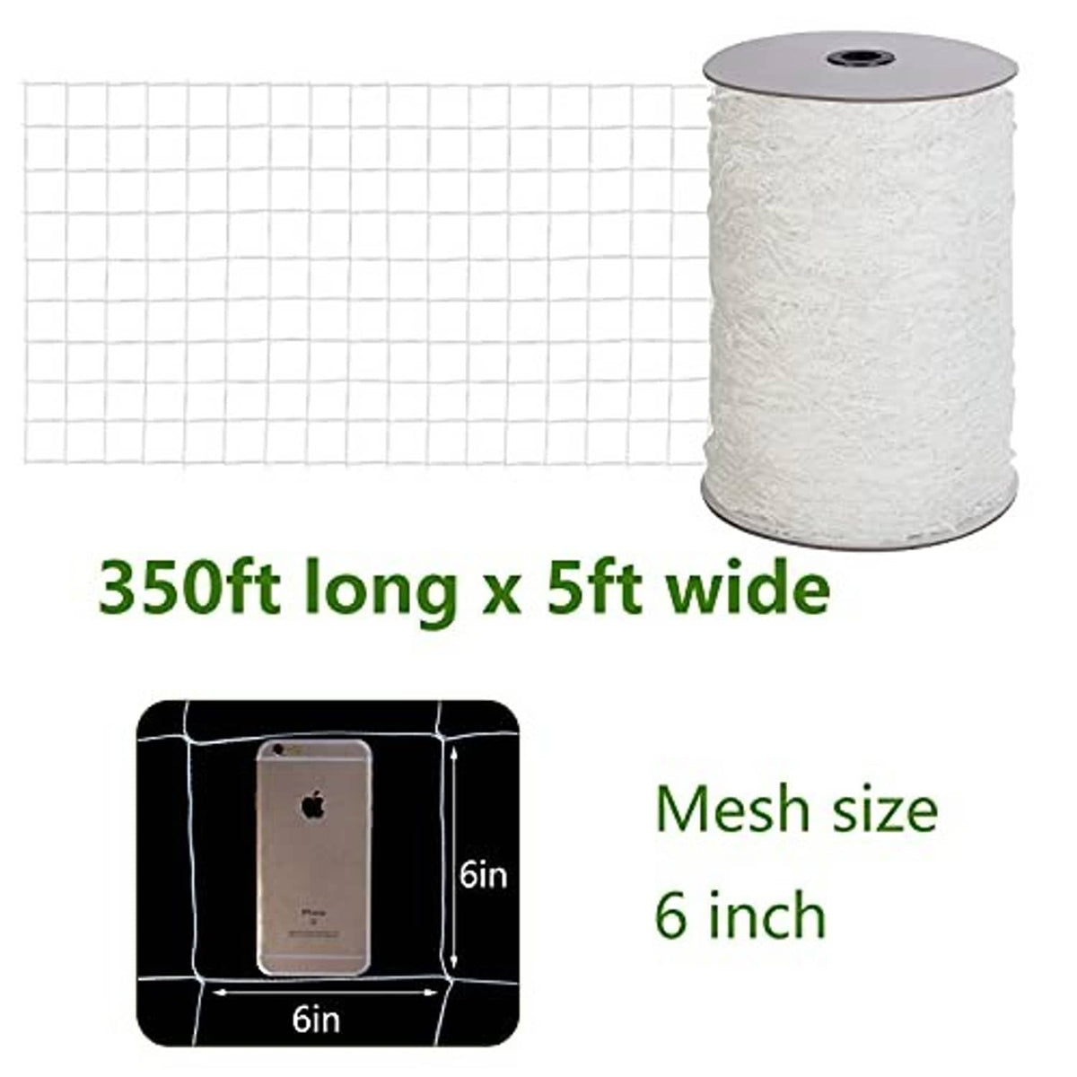 White trellis netting roll with square grid layout on mesh panel