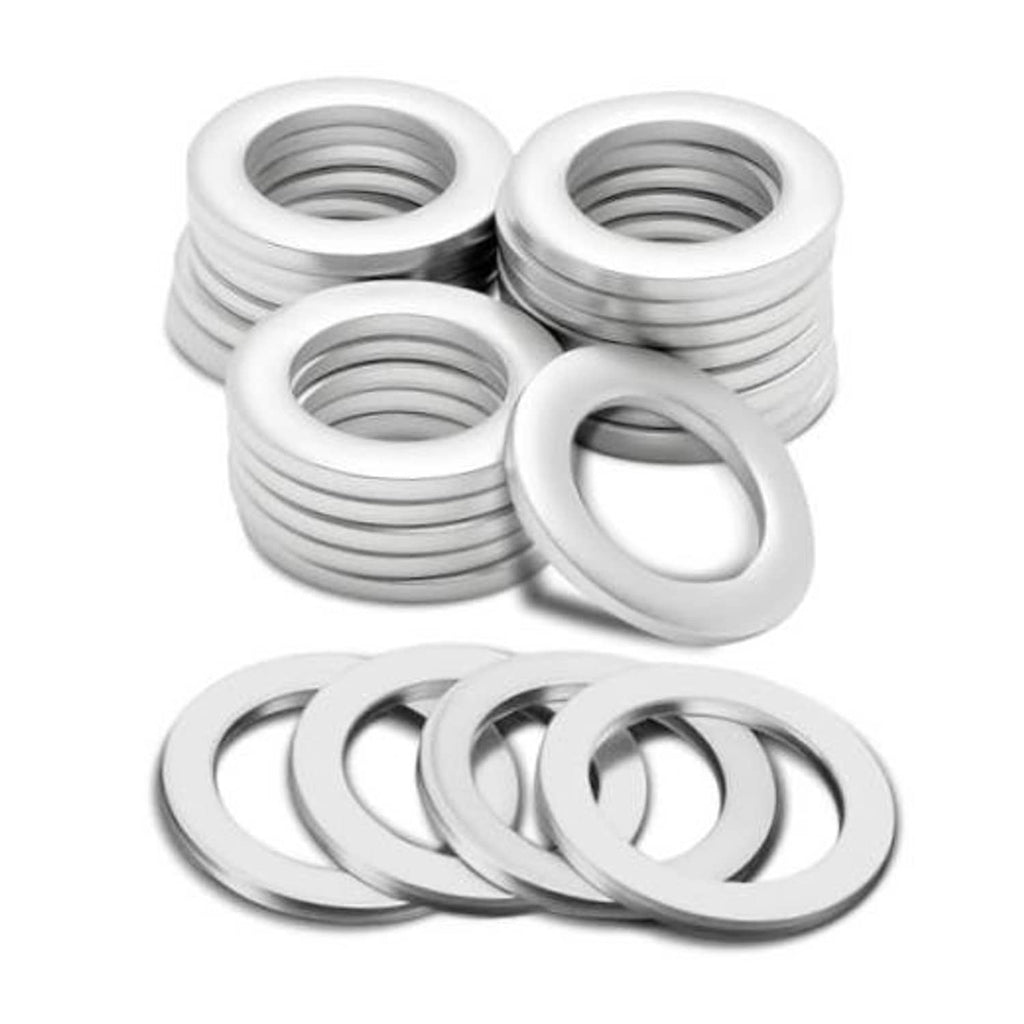Aluminum oil drain plug crush washers set, silver metal washers with center threads