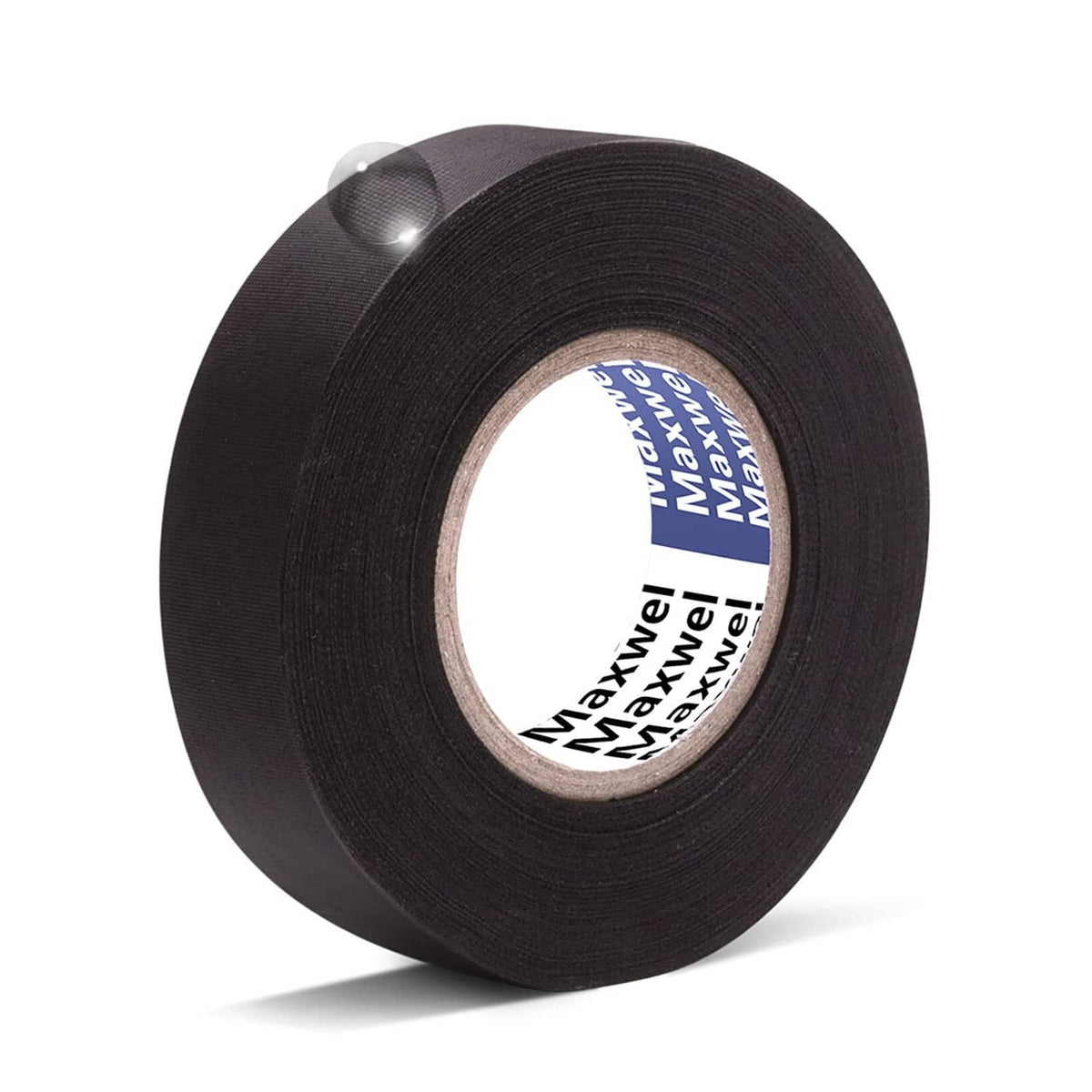Black automotive wiring tape roll close-up with visible inner core label