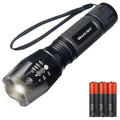 GearLight LED tactical flashlight with wrist strap and included AAA batteries, black body