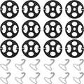 Black circular buckle plates with four openings and metal hook clips