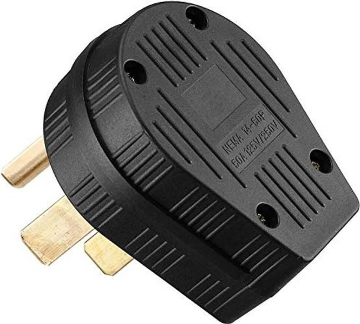 Electric dryer power plug with rear vented grille and NEMA label