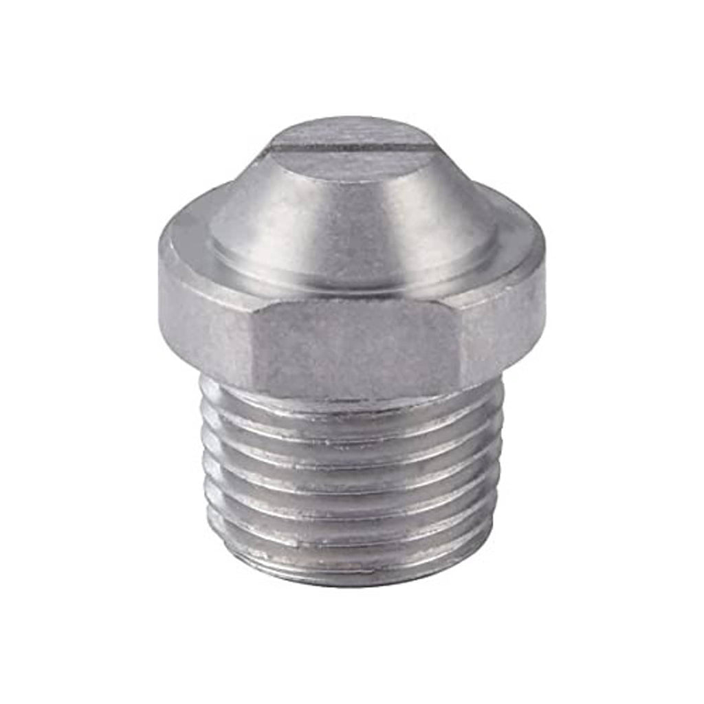 Metal pressure washer nozzle with hex head and tapered spray opening