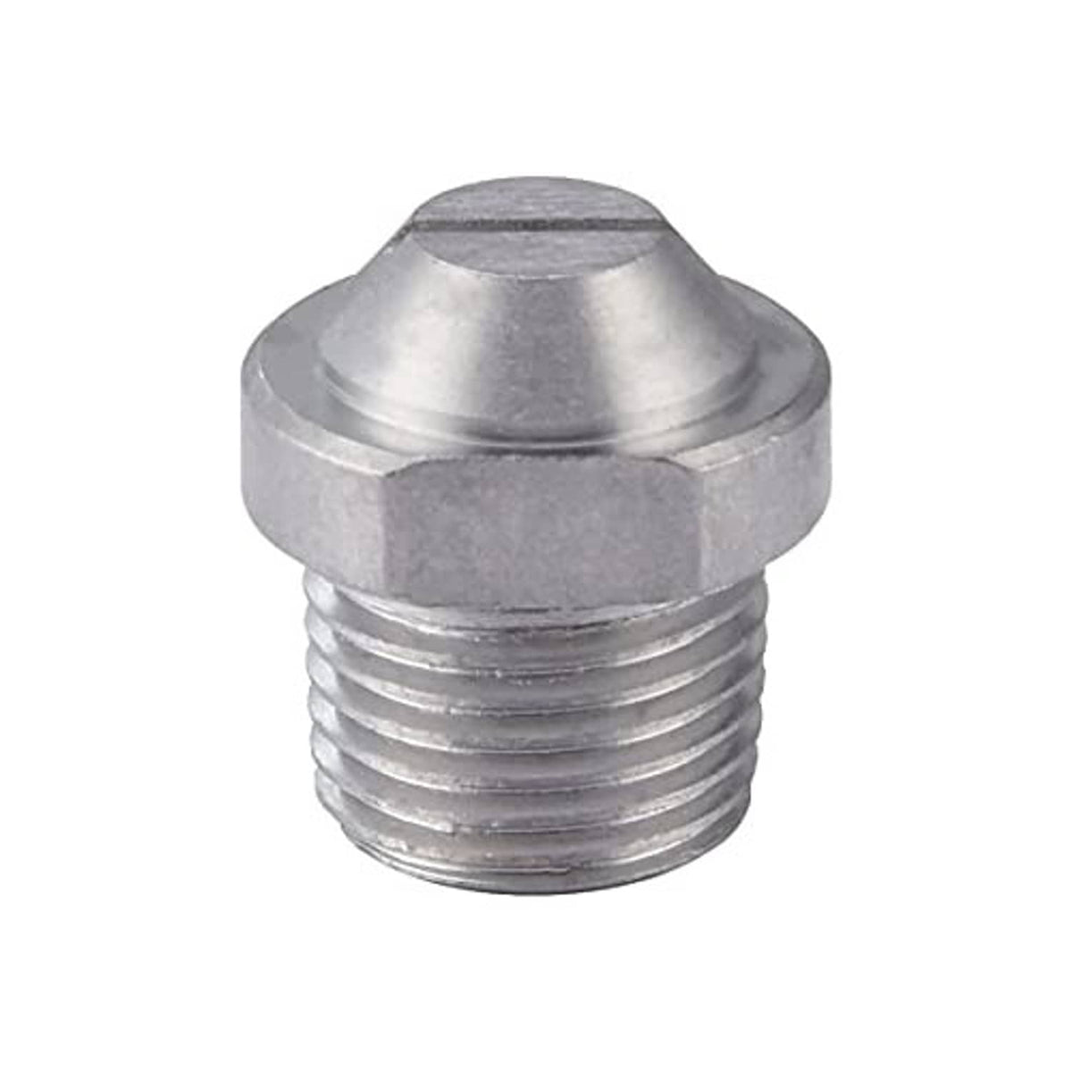 Metal pressure washer nozzle with hex head and tapered spray opening