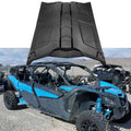 Black plastic hard roof panels for Can-Am side-by-side, shown mounted on the vehicle