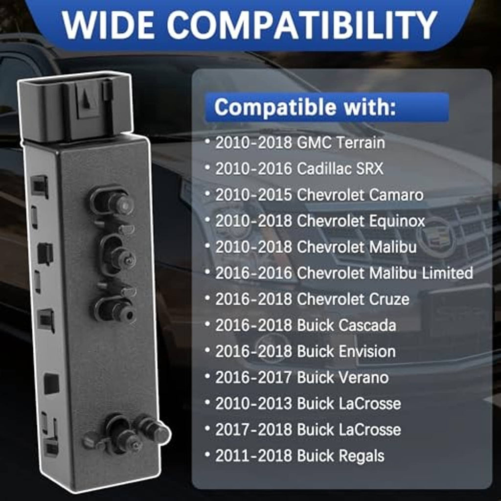 Power seat switch module with tall dark-gray housing and side connector port strip.