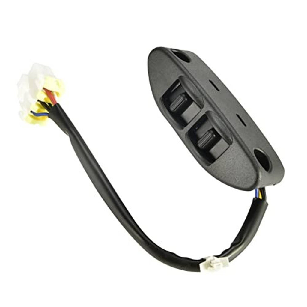 Power seat switch assembly with two-button switch panel and wiring harness, dark gray
