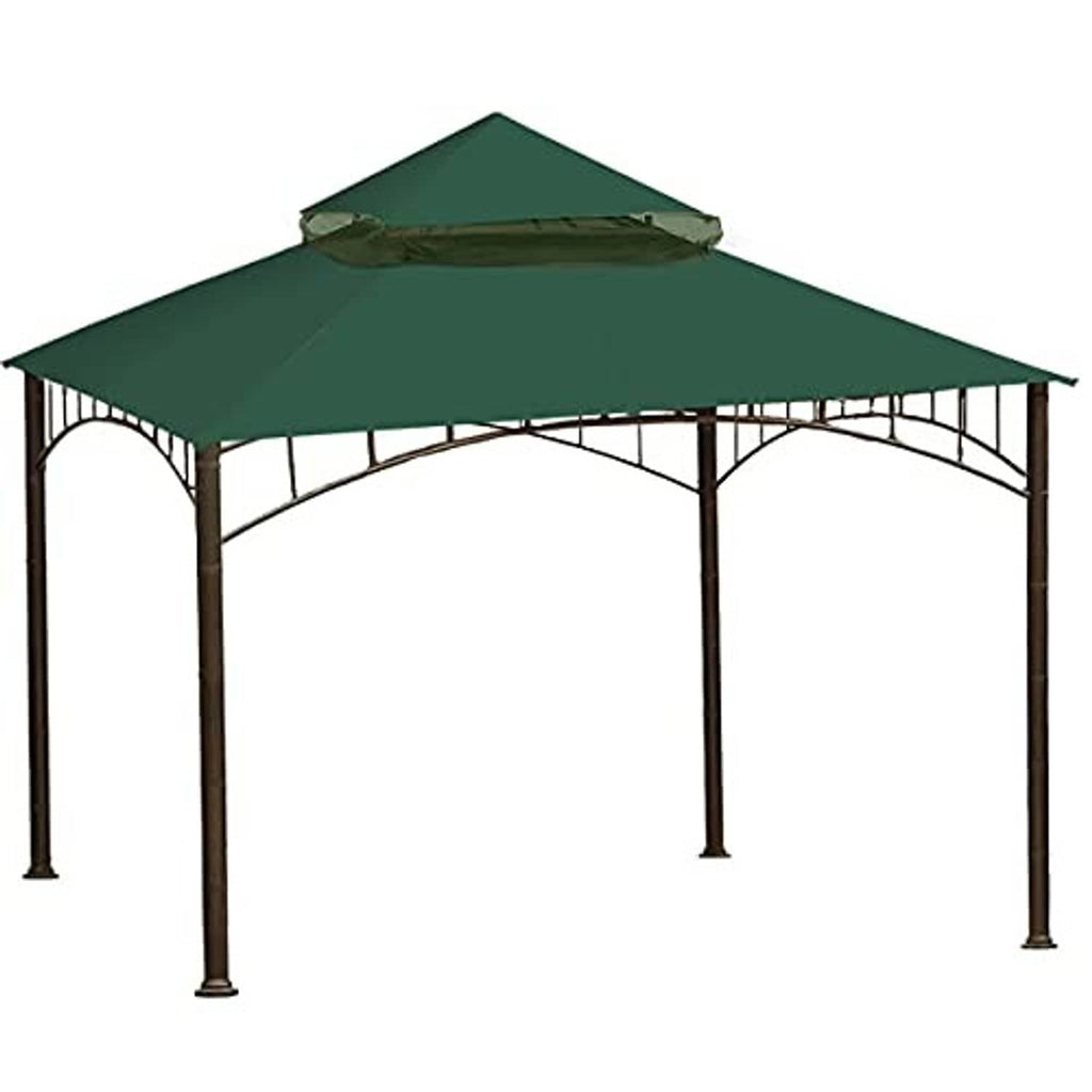 Dark green gazebo replacement canopy with curved valance and corner support poles