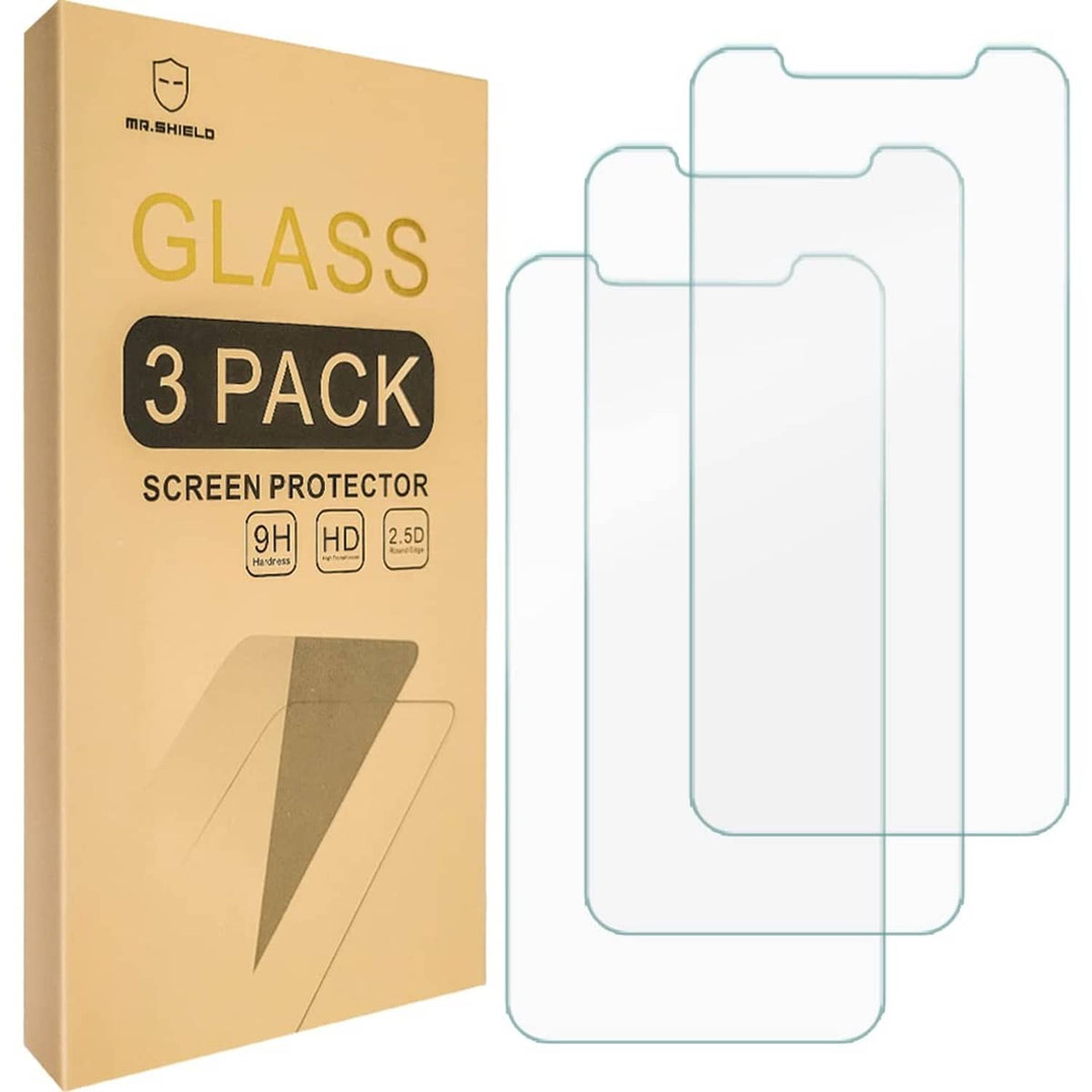 Mr.shield Glass 3 Pack screen protector box with three glass templates