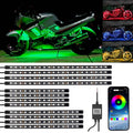 Multicolor motorcycle LED underglow kit with multiple light bars and app controller