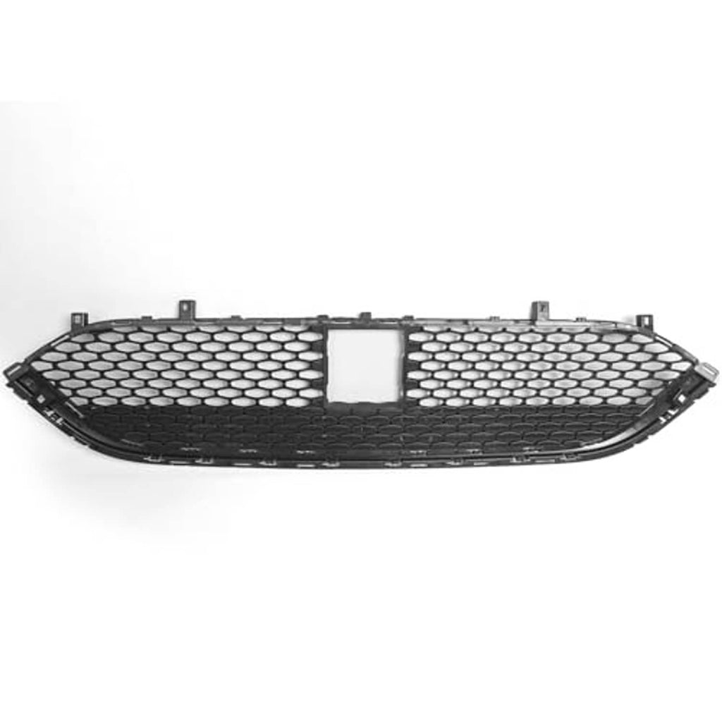Front lower bumper grille, black honeycomb mesh with silver rectangle center.