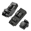 Black driver-side power window switch with auto and lock/mirror control buttons