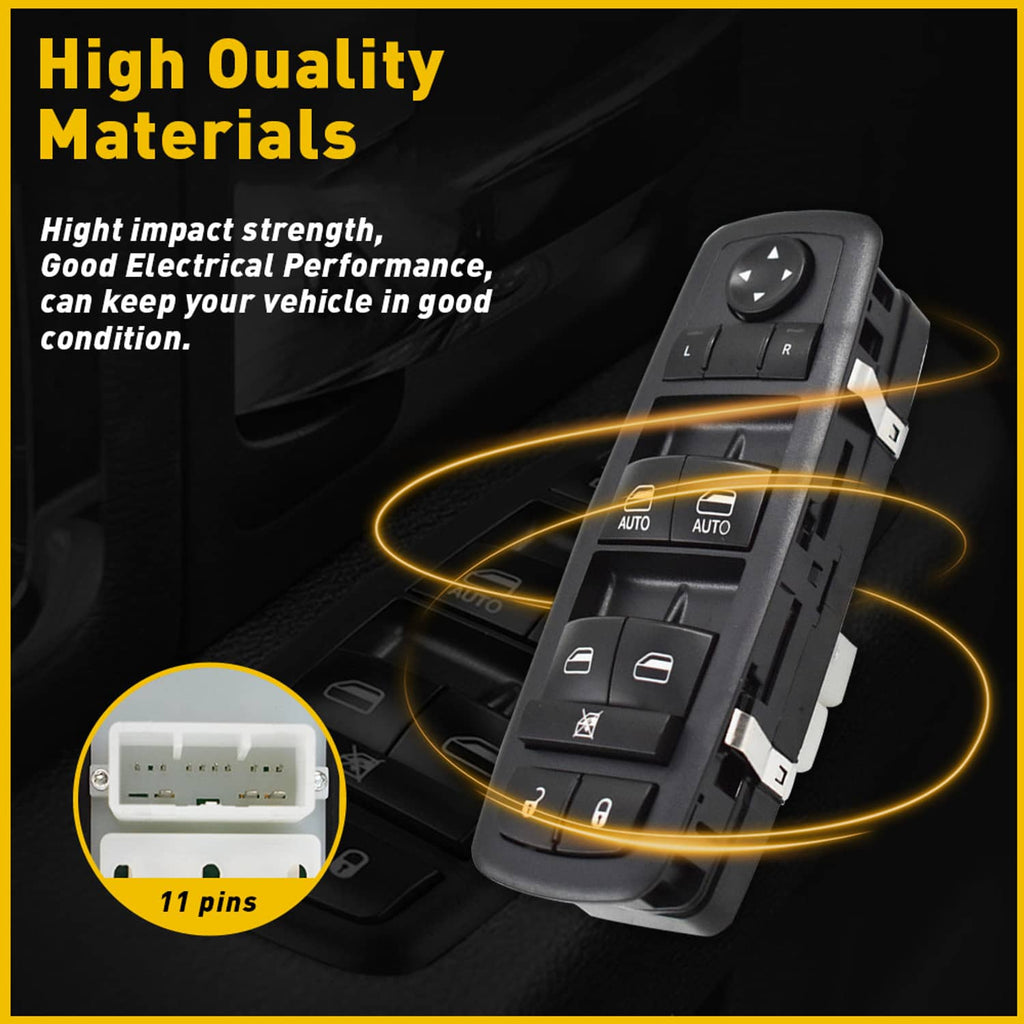 Black power window master control switch with central circular direction pad
