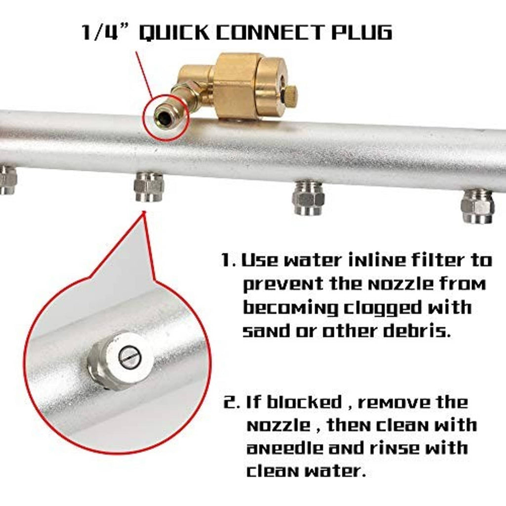 Undercarriage cleaner 1/4 in quick-connect plug with brass hose connector and port