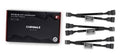 Black 4-pin PWM PC fan Y-splitter cable set with three splitters and connectors