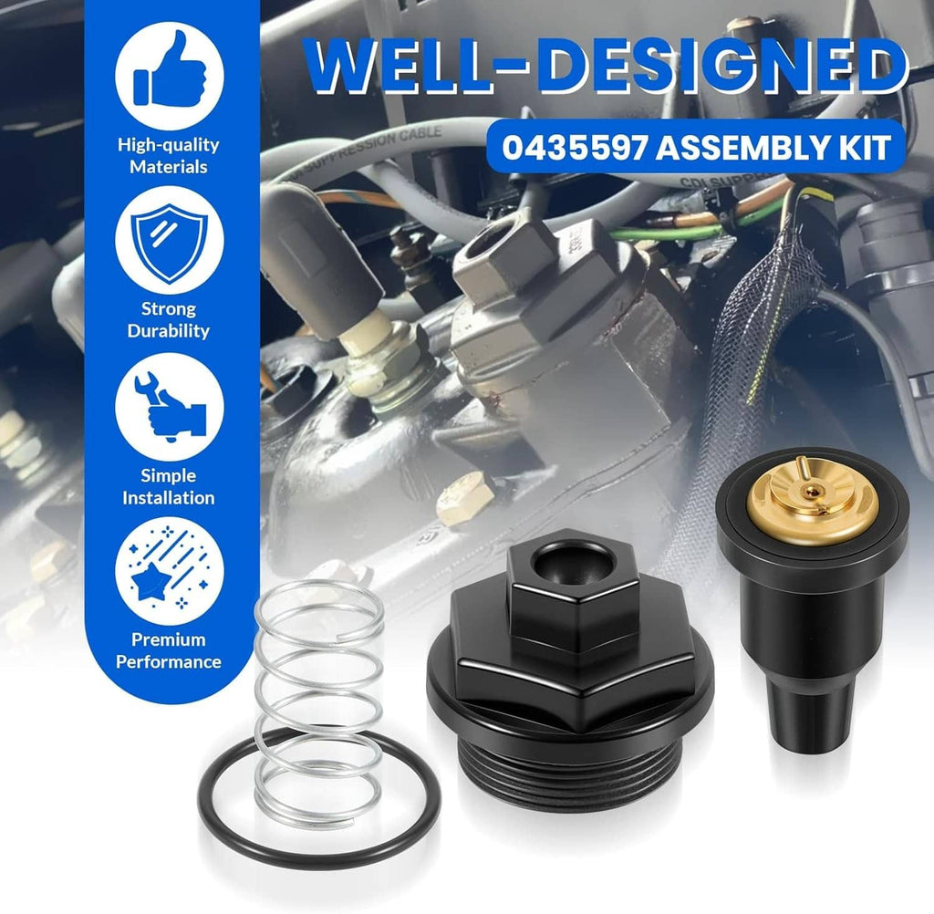Thermostat and cover kit with black thermostat, cover, O-ring, and silver spring
