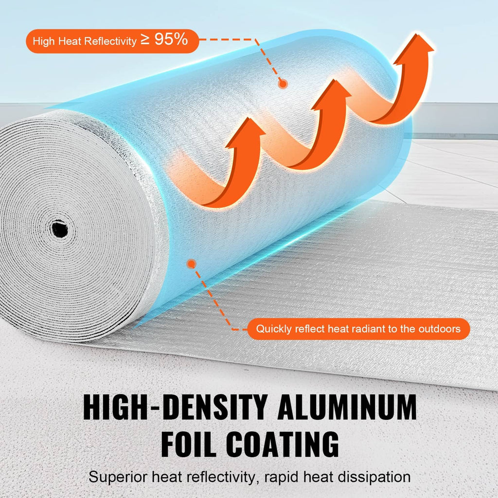 Reflective insulation roll with high-density aluminum foil coating and silver surface