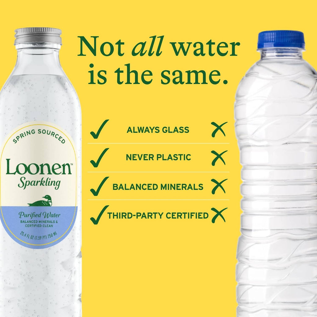 Loonen sparkling water glass bottles, side-by-side comparison